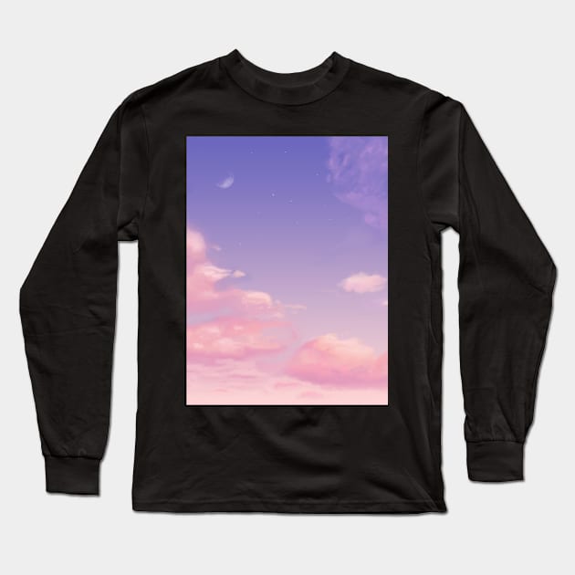 Sky Purple Aesthetic Lofi Long Sleeve T-Shirt by Trippycollage